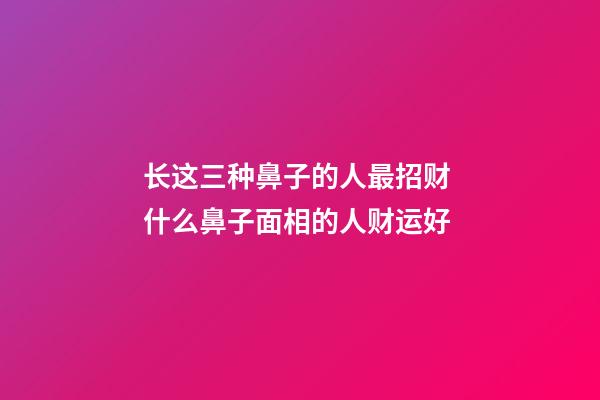 长这三种鼻子的人最招财 什么鼻子面相的人财运好